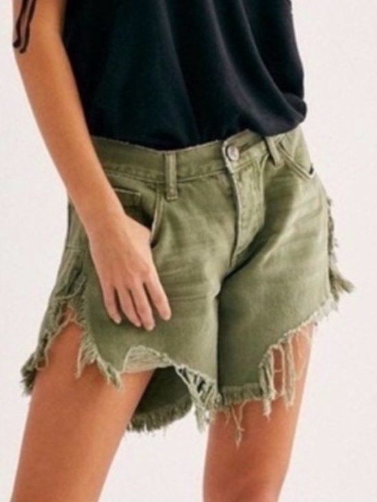 One Teaspoon Pants - One Teaspoon Frankies Super Khaki Distressed Denim Shorts 26 NWT Jorts
